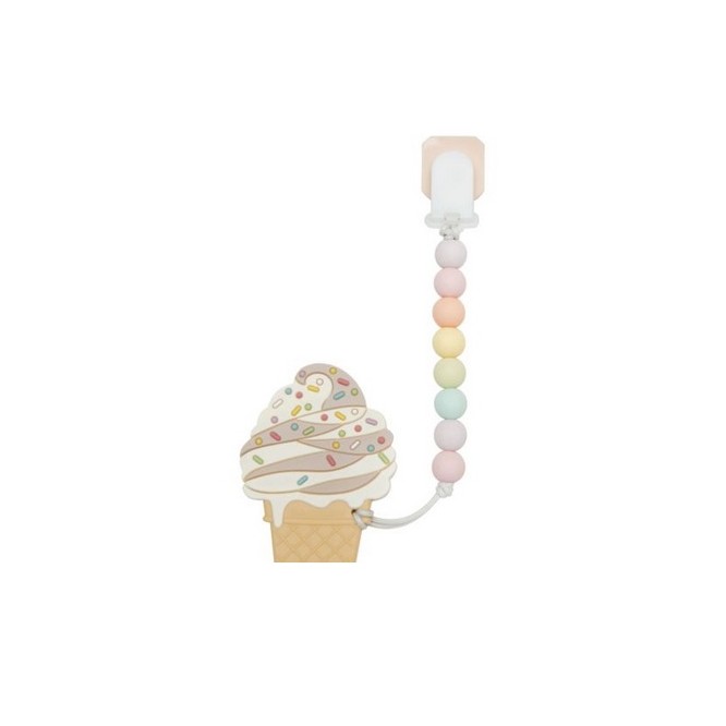 Gryzak silikonowy z zawieszką Loulou Lollipop ice cream chocolate