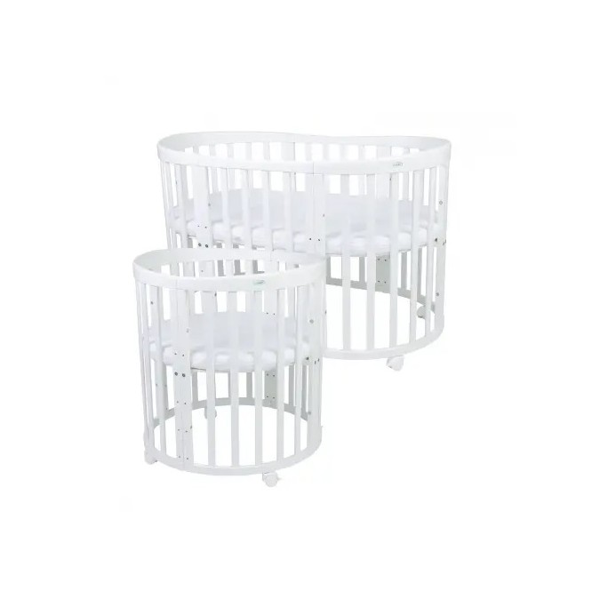 Waldin Łóżeczko Owalne z Materacem 7w1 white