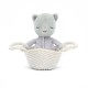 Śpiący Kotek w Koszyczku Jellycat