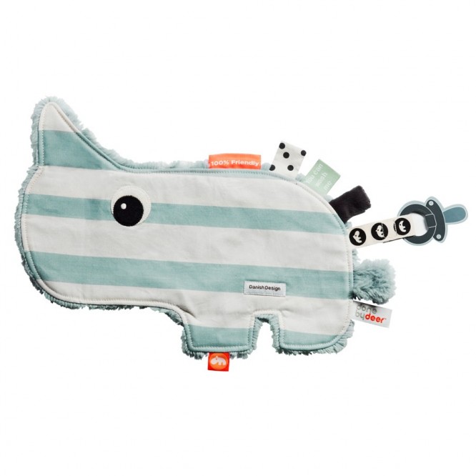 Przytulanka Done by Deer paski niebieskie nosorożec