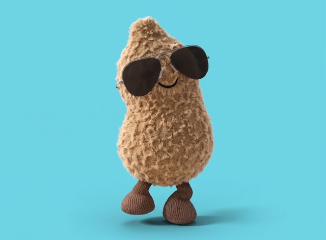 Fistaszek Jellycat (Amuseable Peanut) w okularach przewisłonecznych